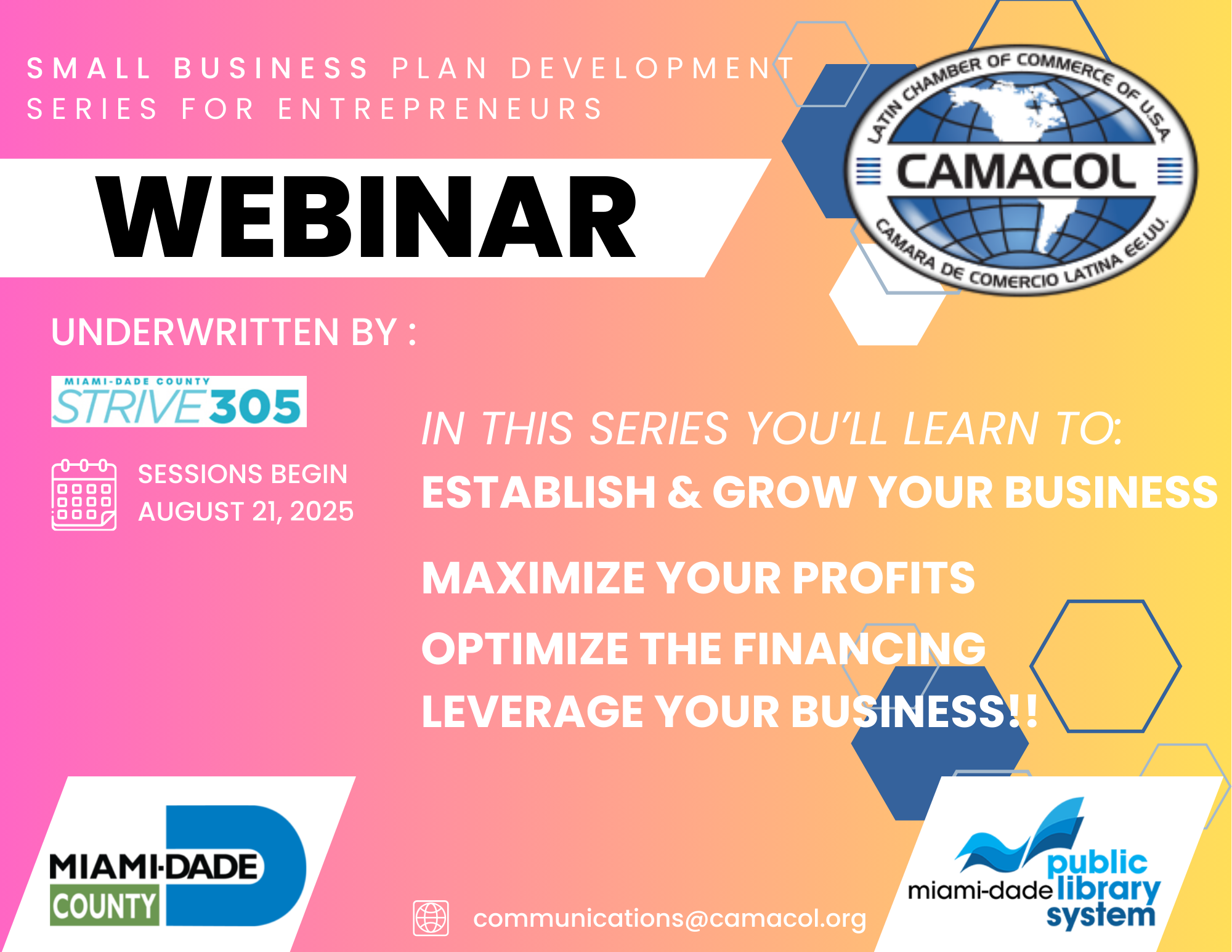 Webinar Small business plan development series for entrepreneurs